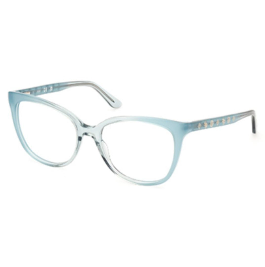 Guess Gu50114 51089 Translucent Light Blue Cat-Eye Eyeglasses