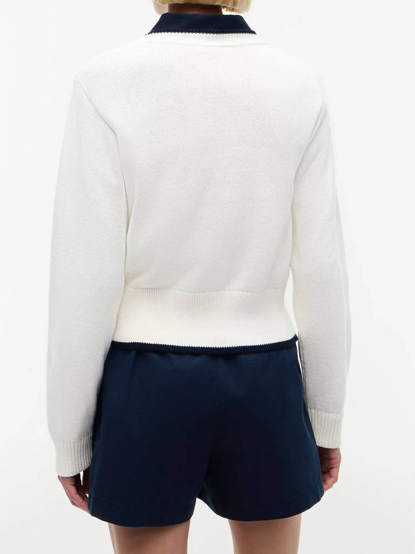Tommy Hilfiger White Knit Embroidered Cropped Sweater