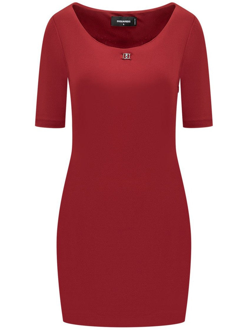 Dsquared2 Fitted Black Viscose Scoop Neck Top