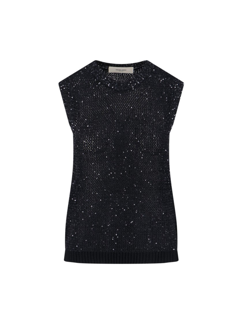 Golden Goose Sequin Knit Tank Top Black