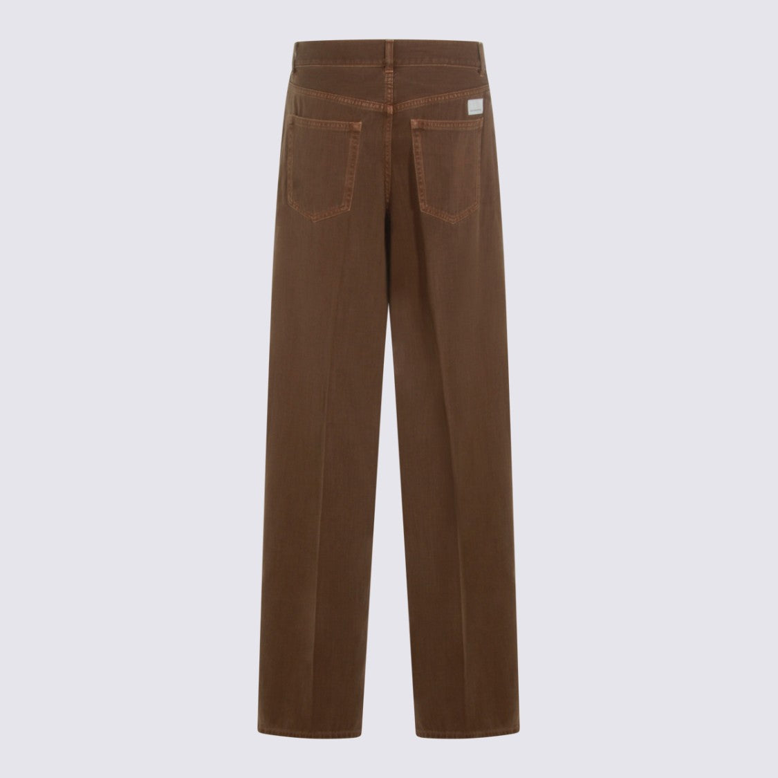 Nine In The Morning Straight-Leg Brown Denim Jeans With High Waist And Five-Pocket Design