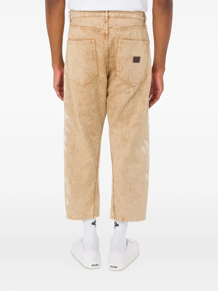 Moschino Cropped Pants With Abstract Paint Splatter Design