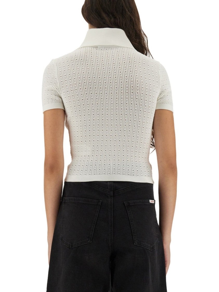 Self-Portrait Perforated Knit Top