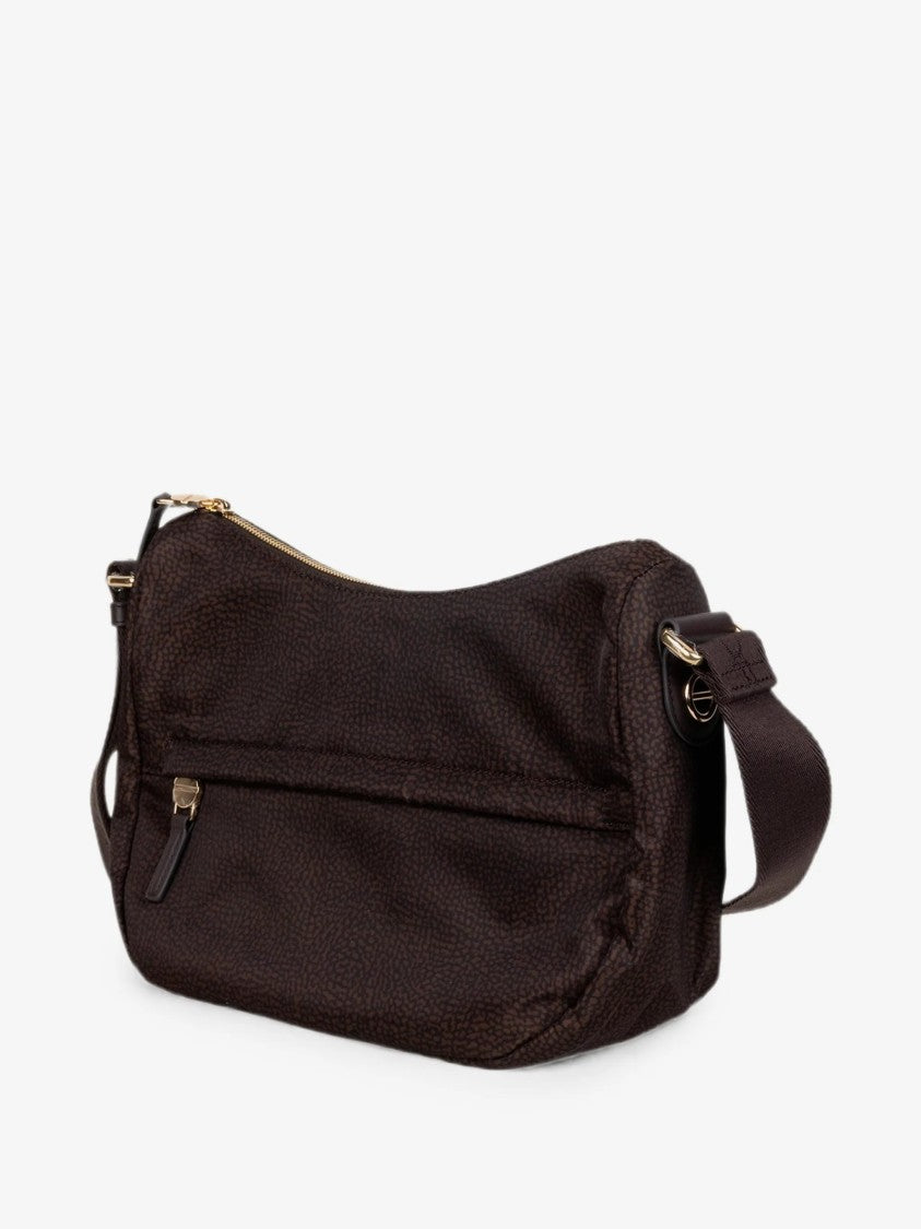Borbonese Brown Luna Small Textured Pebble Leather Shoulder Bag