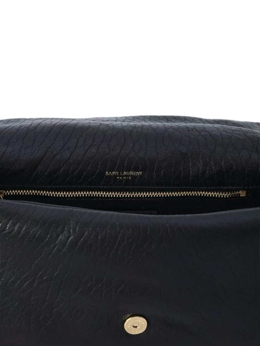 Saint Laurent Textured Lambskin Shoulder Bag With Flap Closure