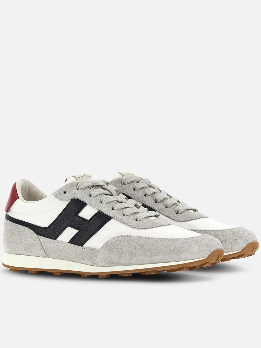 Hogan Grey Low-Top Suede White Panel Sneakers