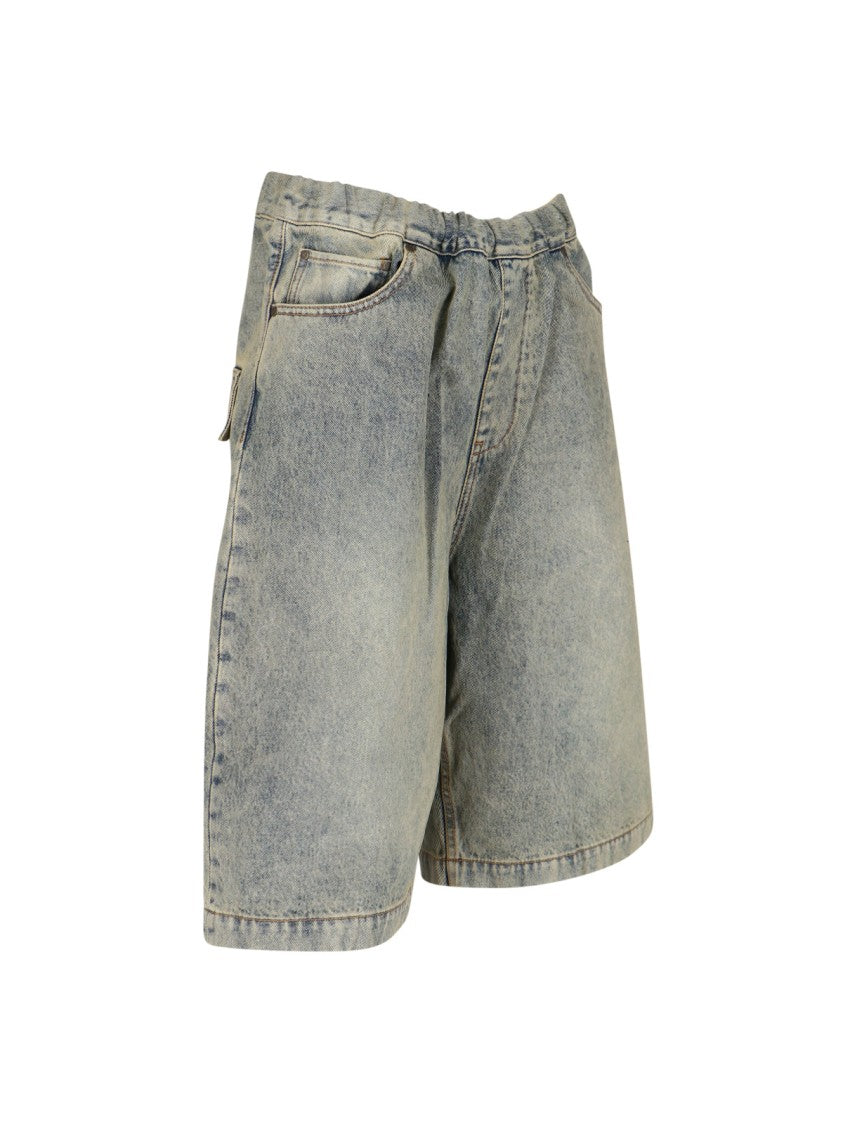 Entire Studios Wide-Leg Denim Shorts With Drawstring Closure