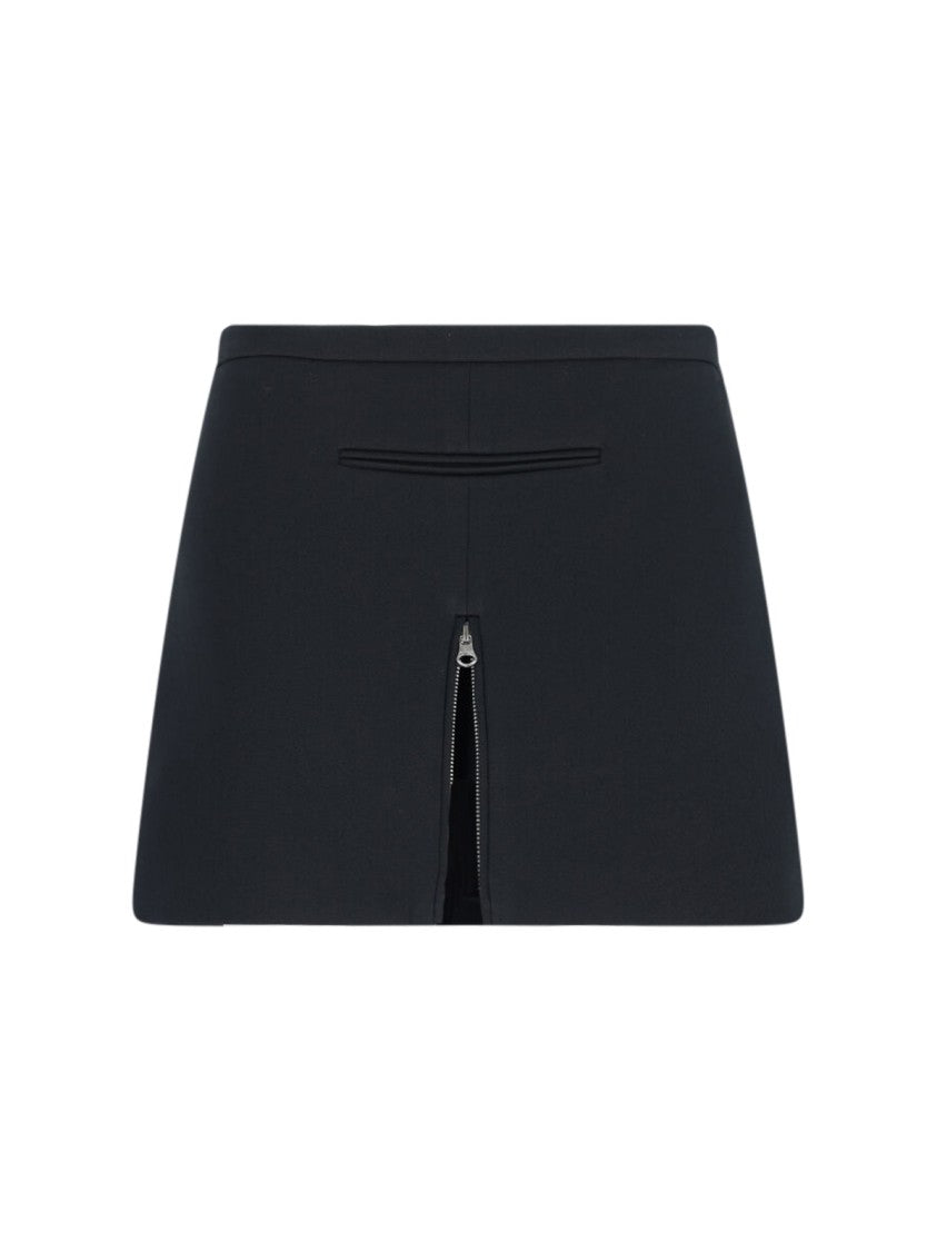 Courrèges Zip Mini Skirt In Black Fabric