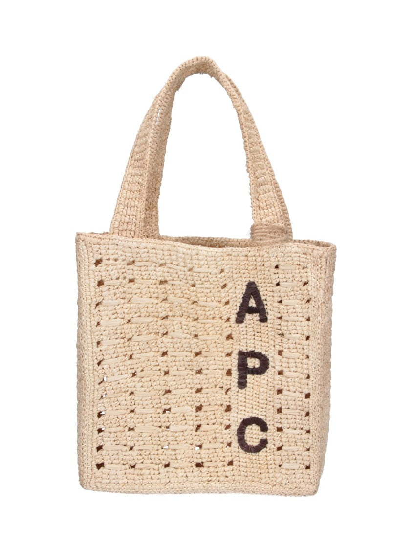 A.P.C. Rectangular Raffia Tote Bag With Sturdy Top Handles