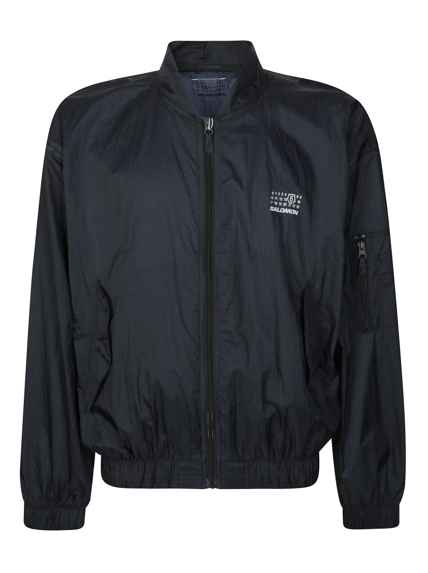 Mm6 By Maison Margiela Lightweight Black Bomber Jacket With Logo Detail