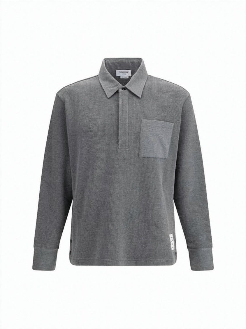 Thom Browne Textured Knit Sweater With Polo Collar