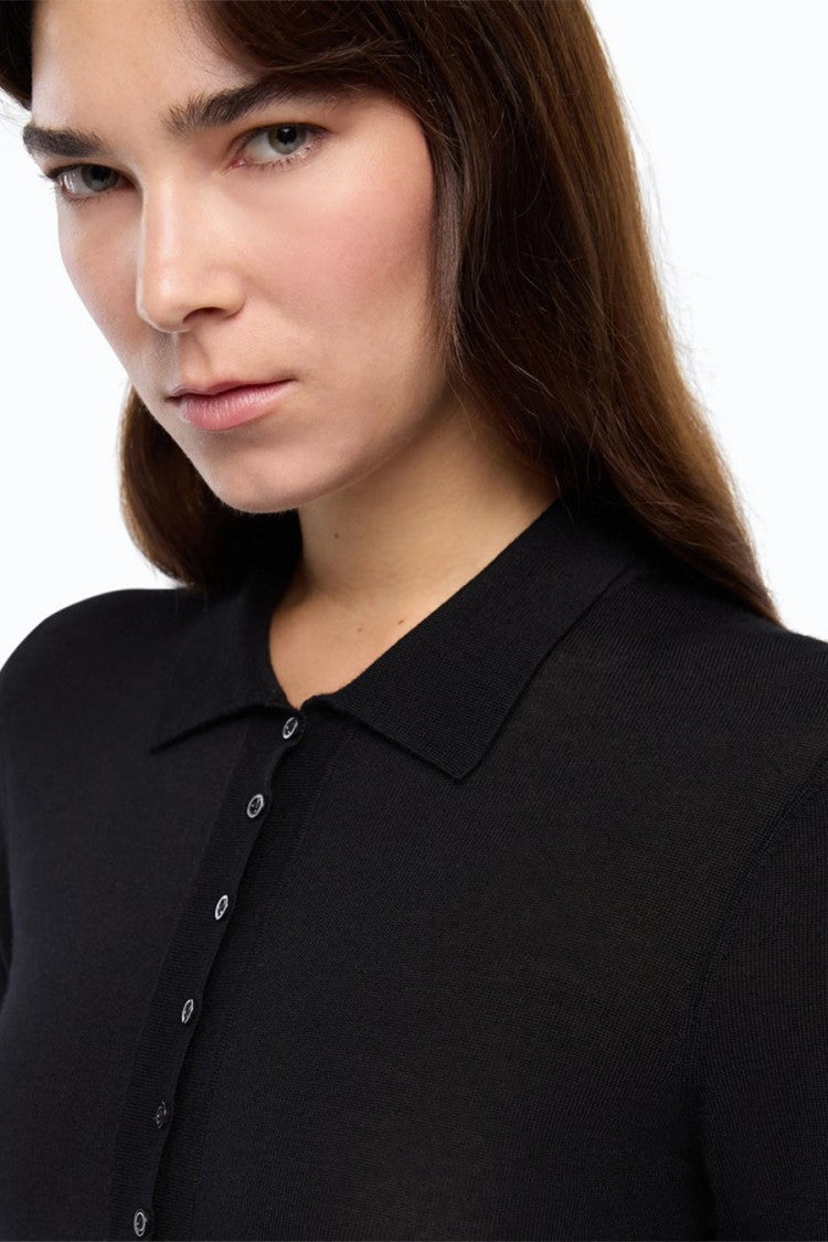 Pinko Black Wool Polo Top Bodysuit