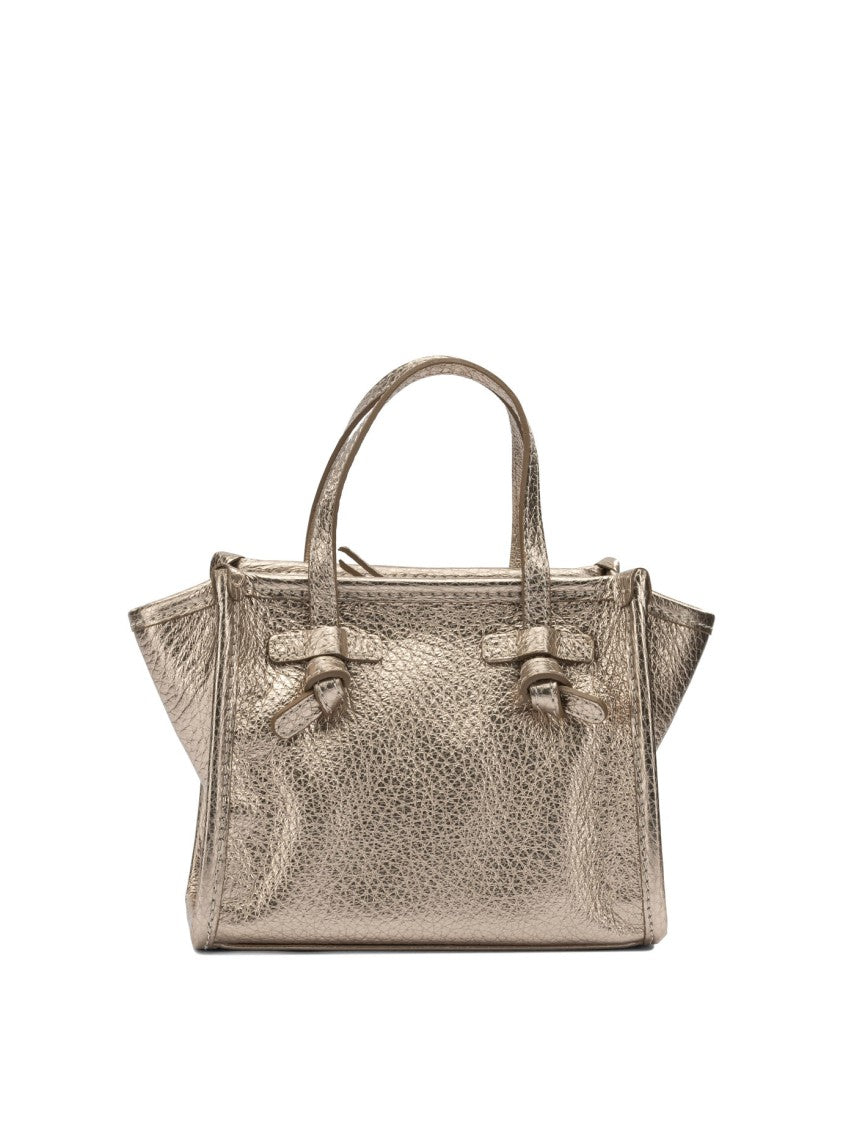 Gianni Chiarini Structured Textured Leather Shoulder Bag With Metallic Finish