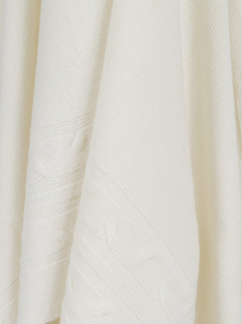 Ermanno Scervino Flowing White Wool Blend Cape