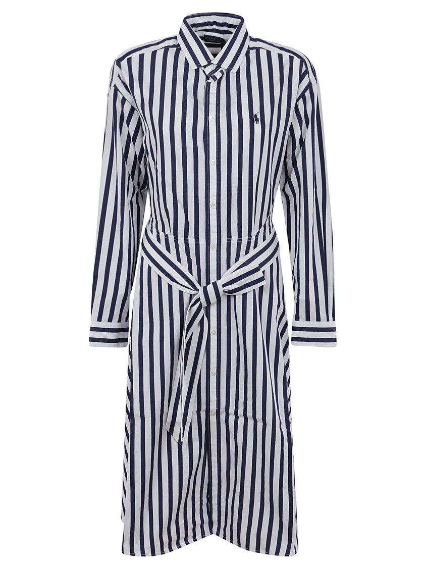 Polo Ralph Lauren White/Blue Striped Shirt Dress