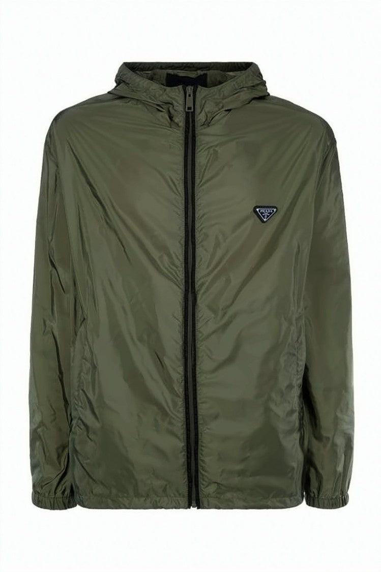 Prada Lightweight Green Recycled Polyamide Jacket With Minimalist Silhouette
