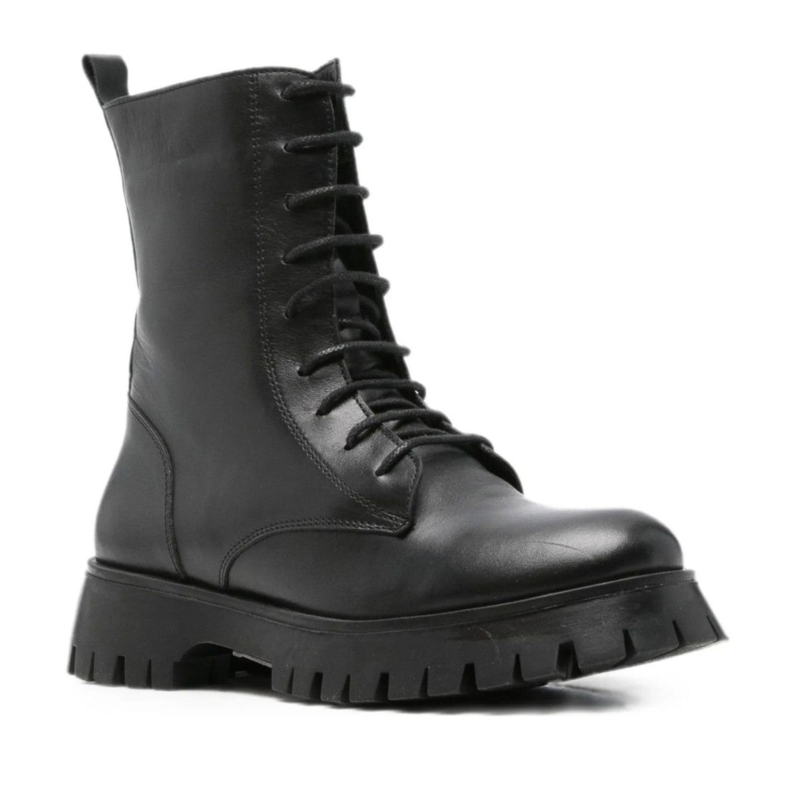 Sergio Moretti Black Leather Minimalist Lace-Up Boots