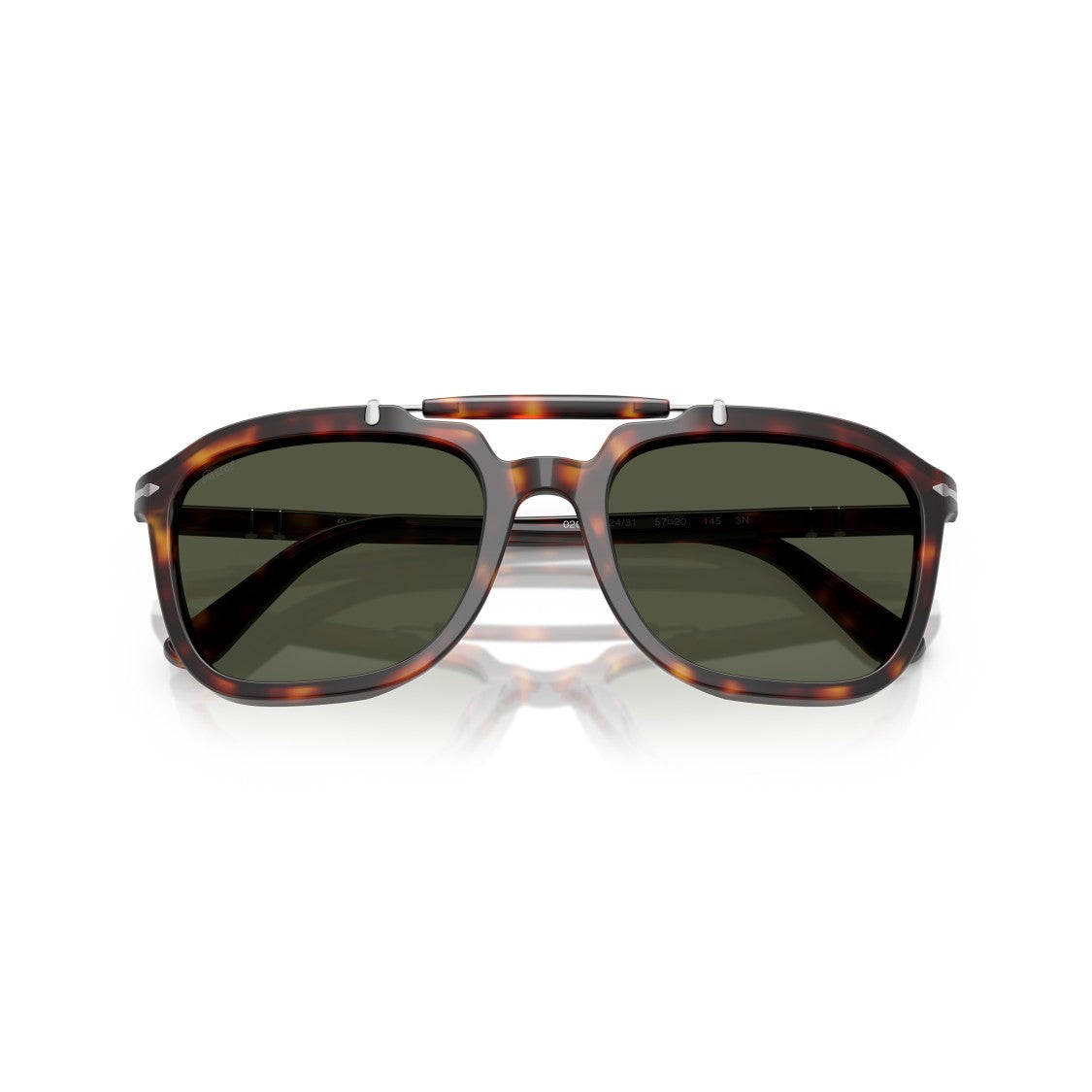 Persol 0Po0203s Bold Square Tortoiseshell Acetate Sunglasses With Silver Accents