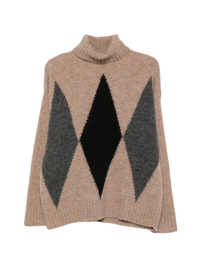 Jucca Brown Argyle Turtleneck