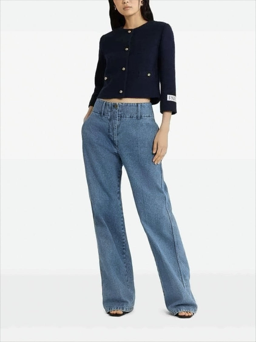 Patou Boxy Cropped Jacket With Textured Fabric