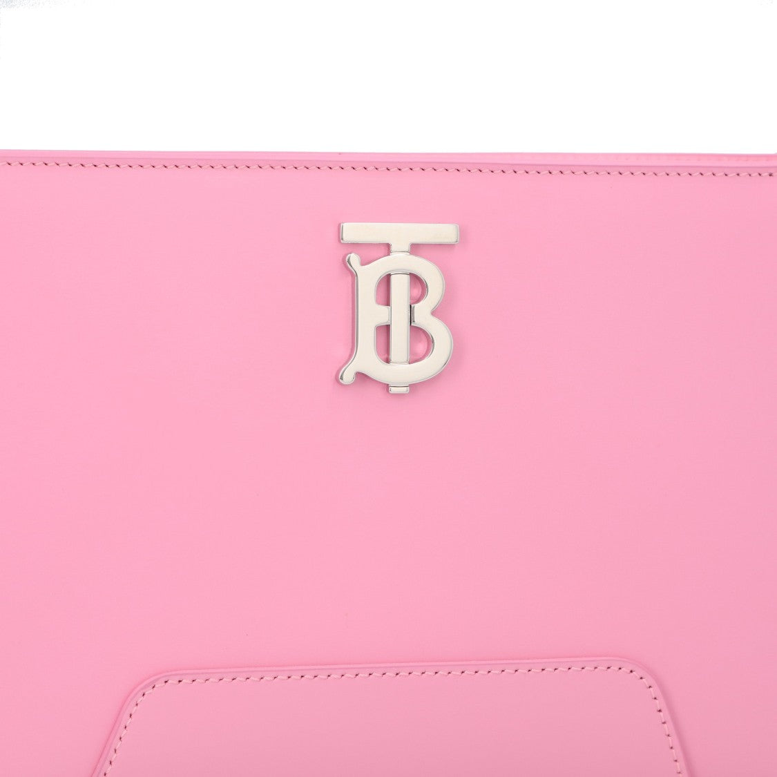 Burberry Compact Pink Calfskin Shoulder Bag With Prominent Logo