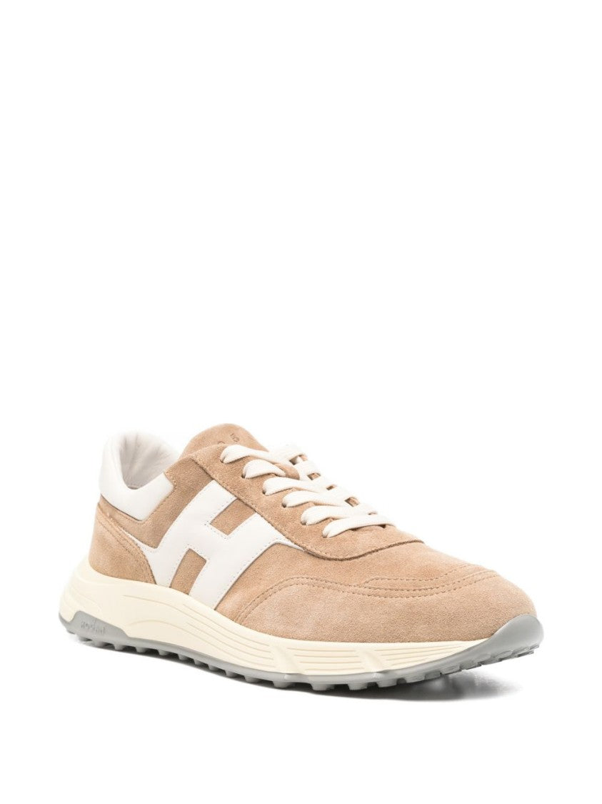 Hogan Beige Silk And Nylon Sneakers