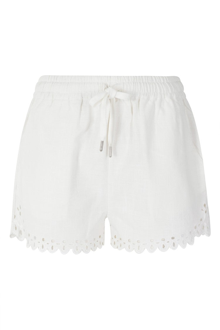 Isabel Marant Étoile White Balyme Gc Perforated Cotton Shorts