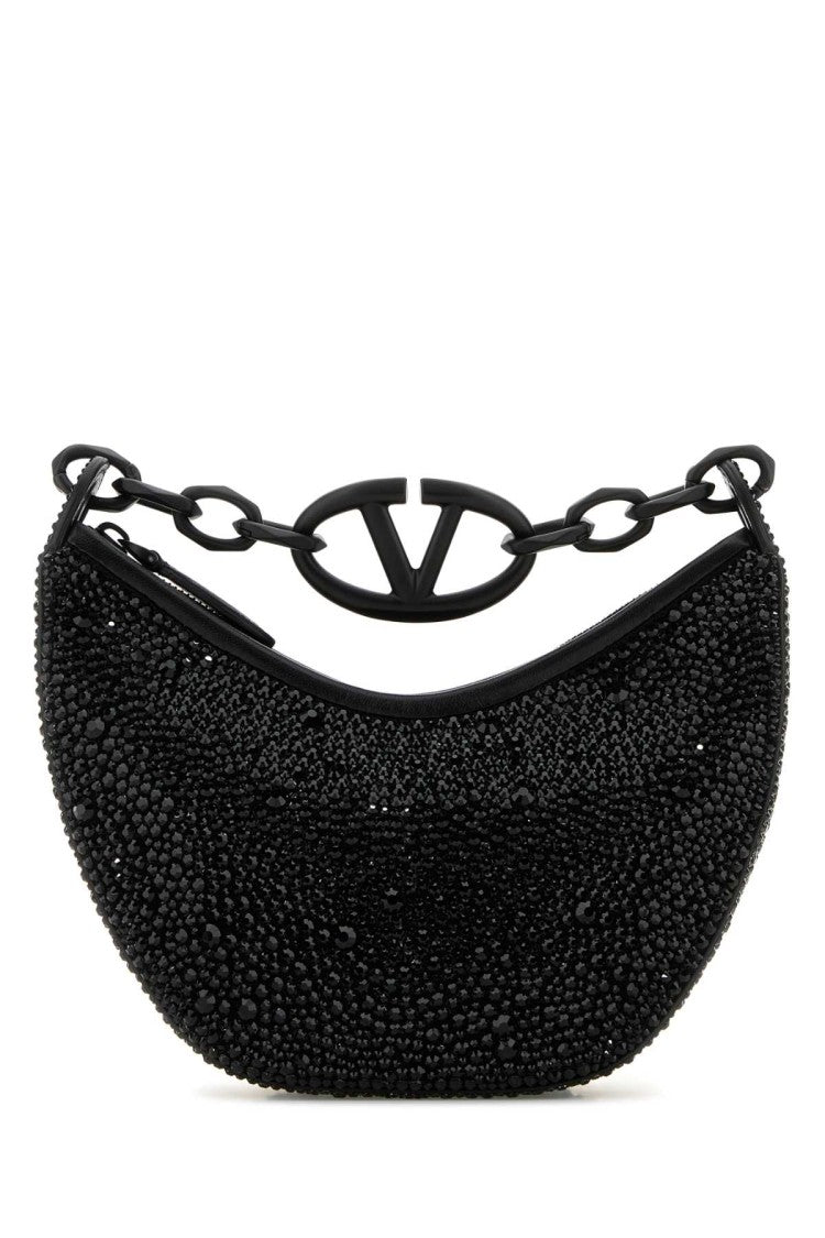 Valentino Garavani Embellished Leather Hobo Vlogo Moon Handbag