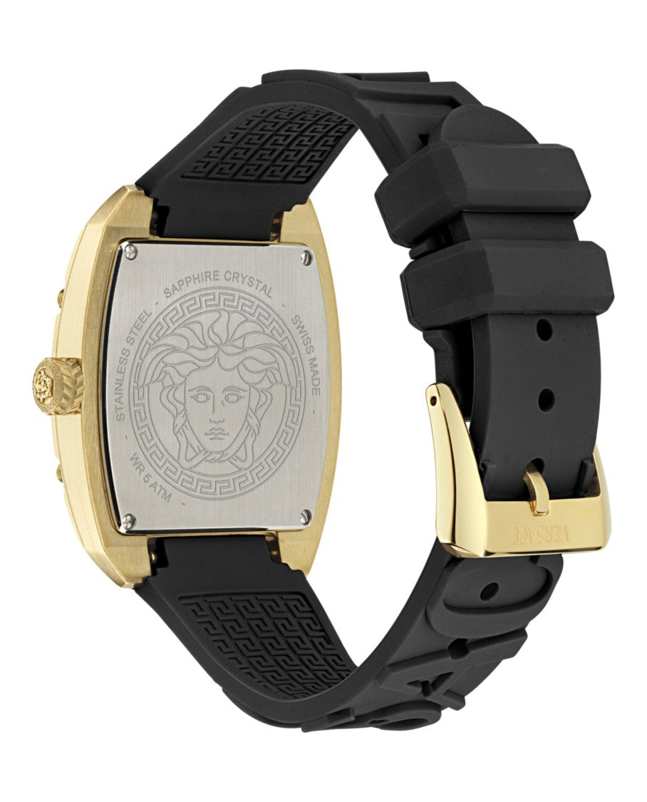 Versace Ip Yellow Gold And Black Silicone Versace Watch