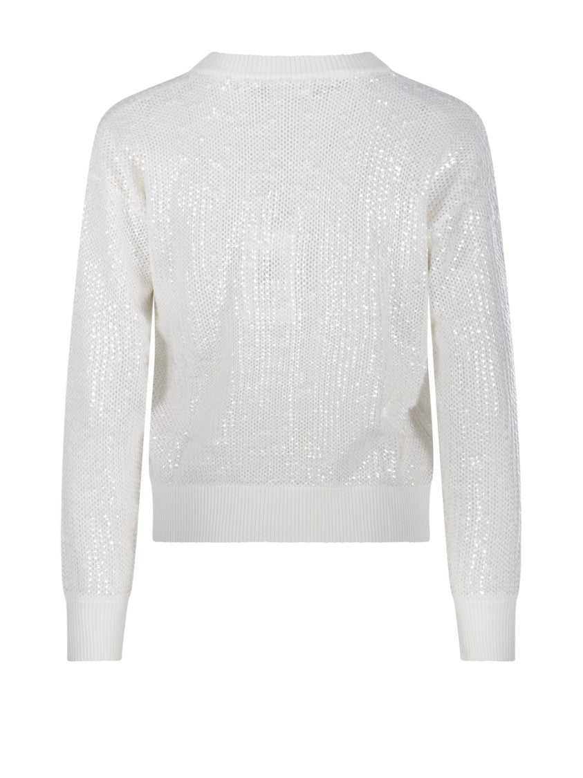 Parosh Open-Knit Cardigan With Shimmering Finish