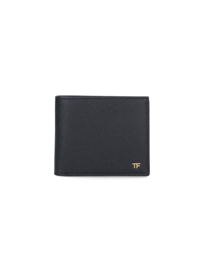 Tom Ford Bi-Fold Wallet In Textured Black Calfskin