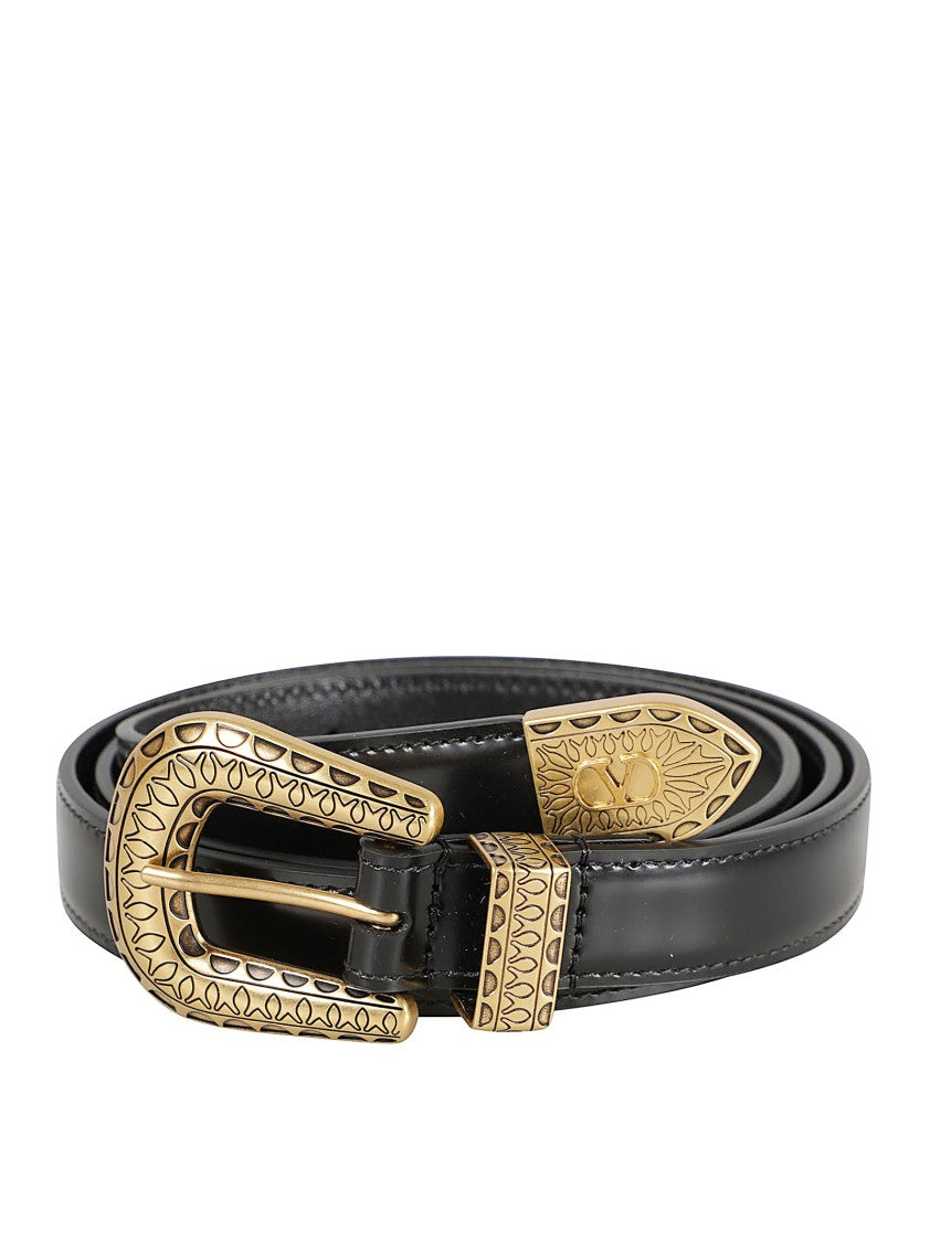 Valentino Garavani Brushed Calfskin Belt With Vlogo Signature