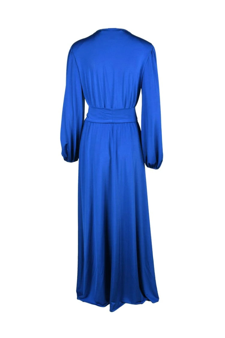 Access Fashion Midi-Length Wrap Dress With Puffed Sleeves