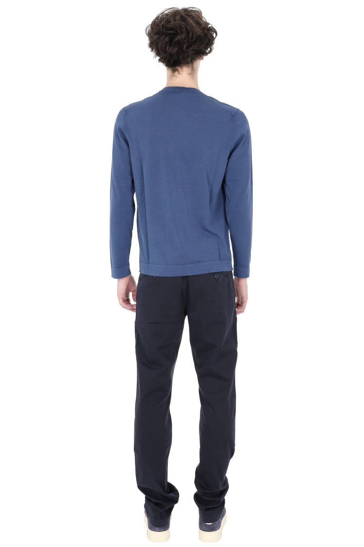 Drumohr Blue Long-Sleeve Frosted Cotton T-Shirt
