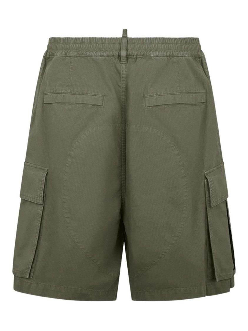 Dsquared2 Green Ripstop Elasticated Side Flap Shorts