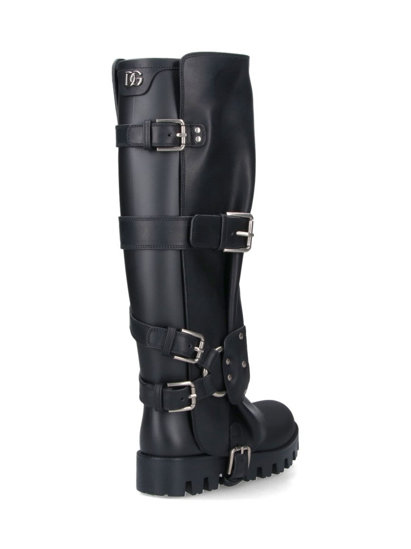 Dolce & Gabbana Tall Black Leather Boots