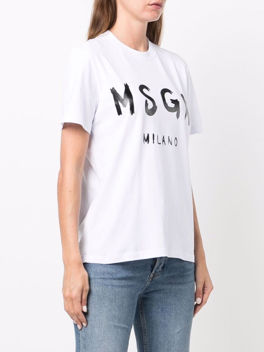 Msgm Graffiti Logo-Print T-Shirt