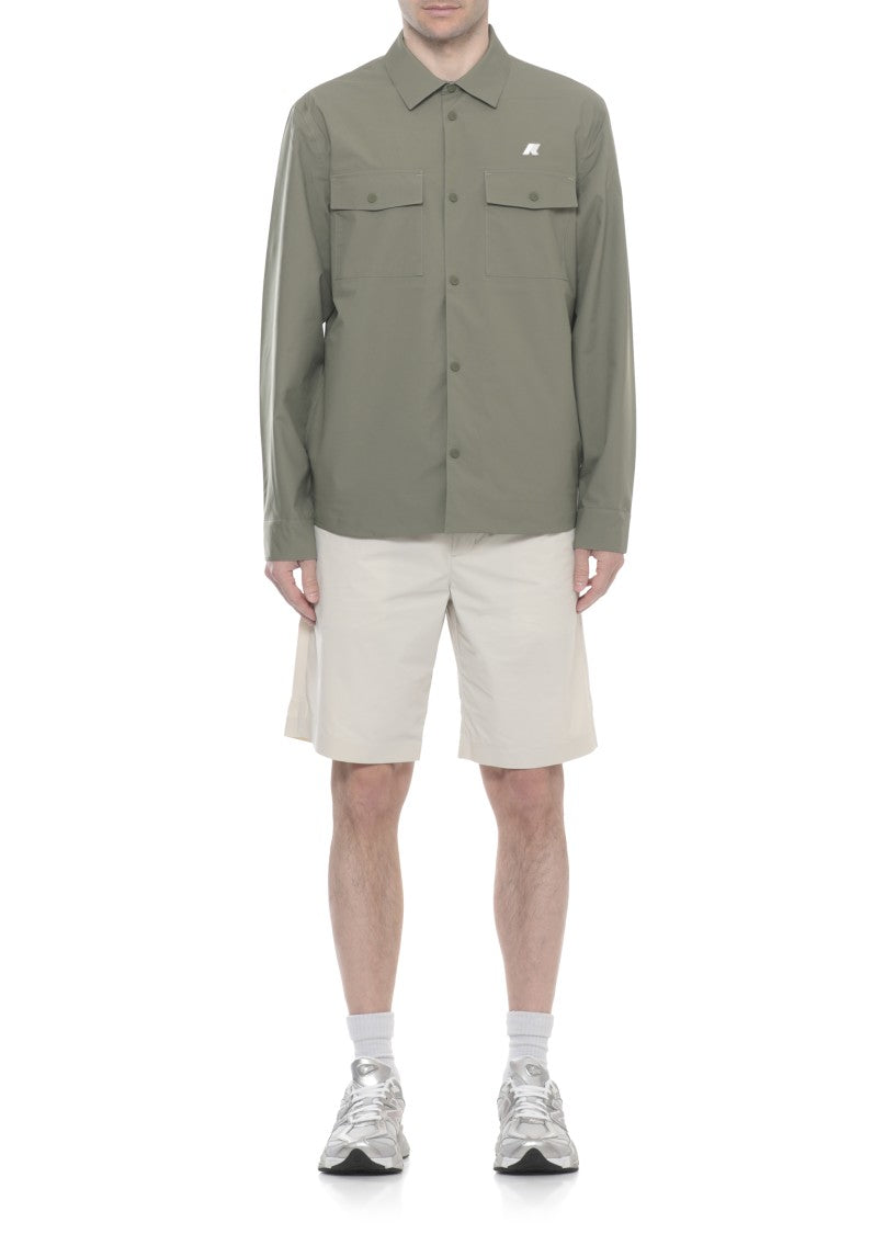 K-Way Army Green Umbert Stretch Buttoned Overshirt
