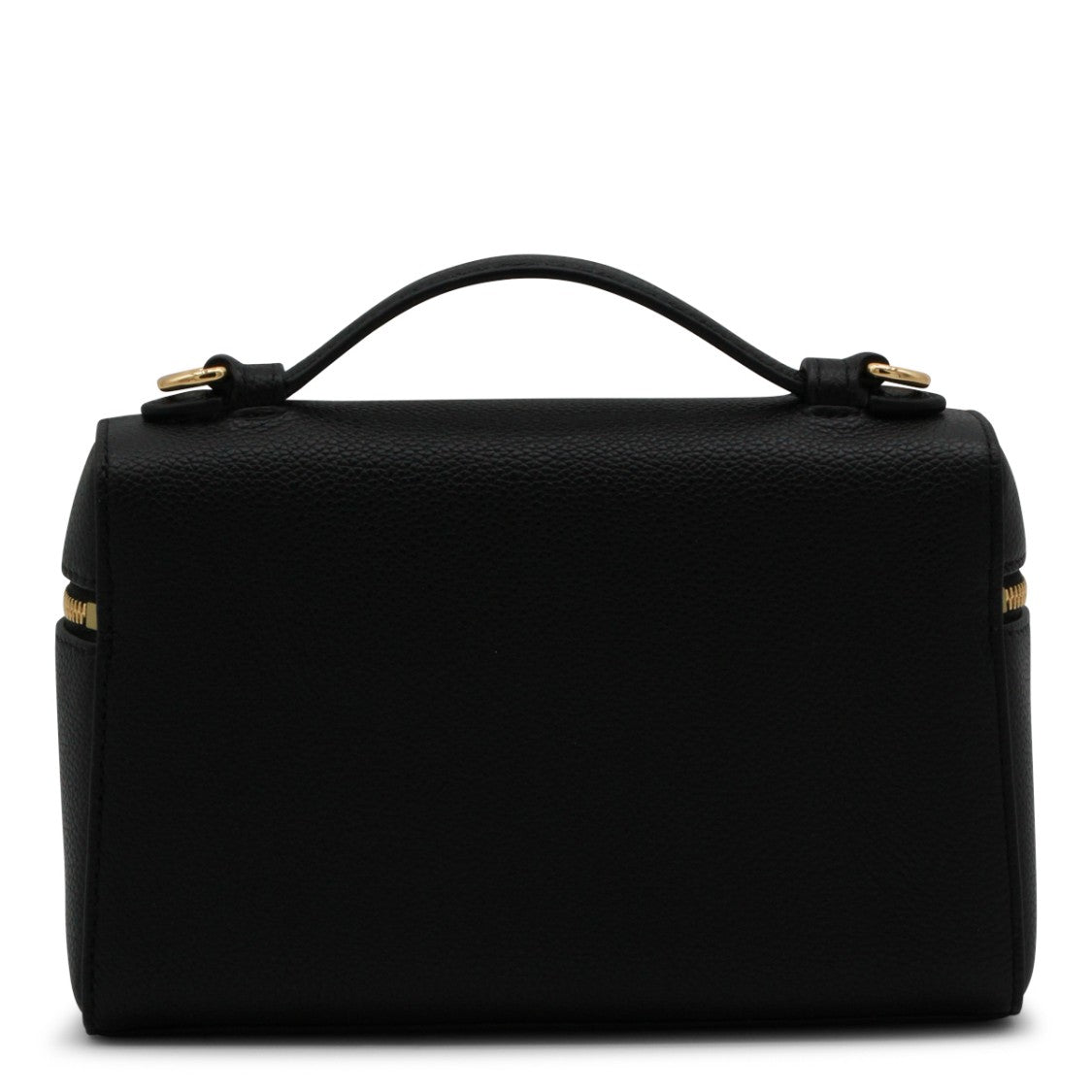Tory Burch Structured Black Leather Romy Slim Top Handle Bag