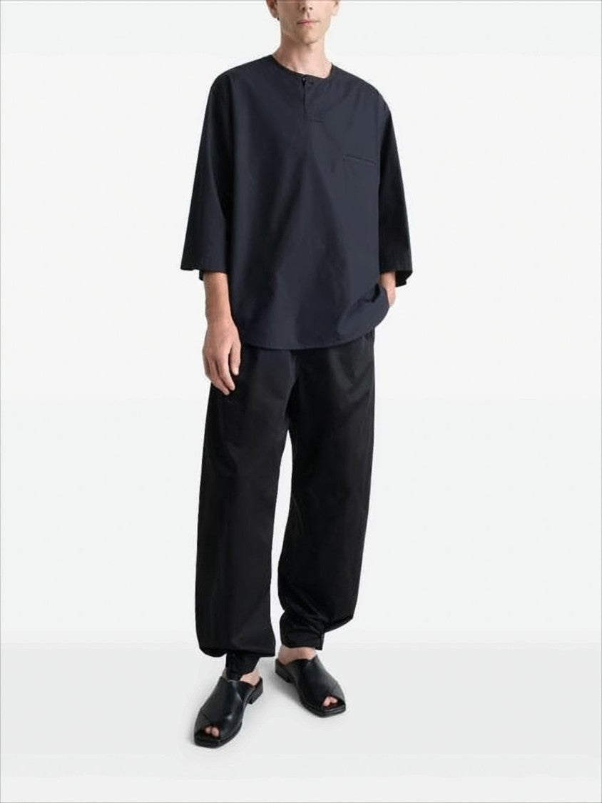Lemaire Boxy Black Blouse With Round Neckline