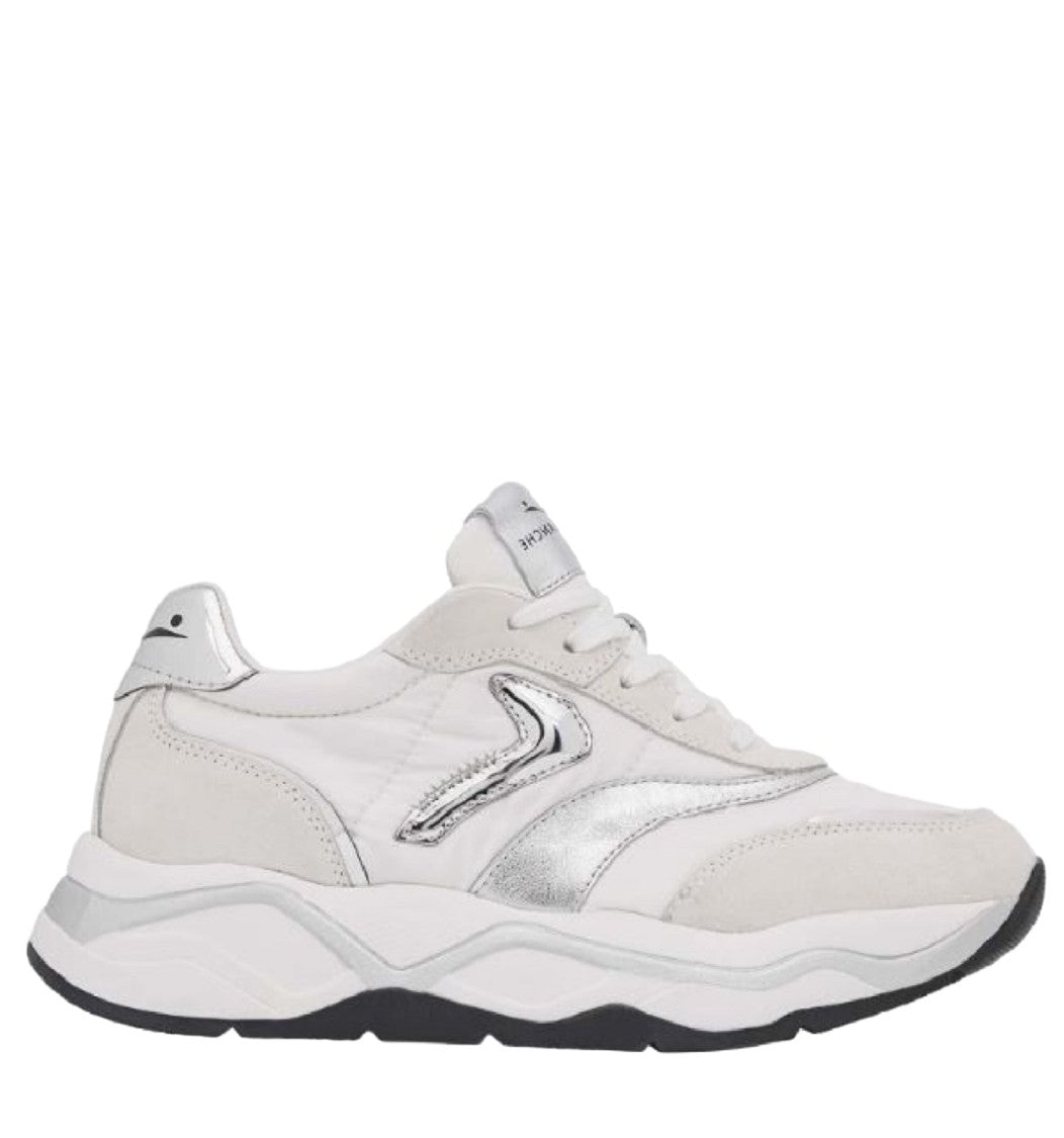 Voile Blanche Chunky Sporty Sneakers Technical Fabric Suede