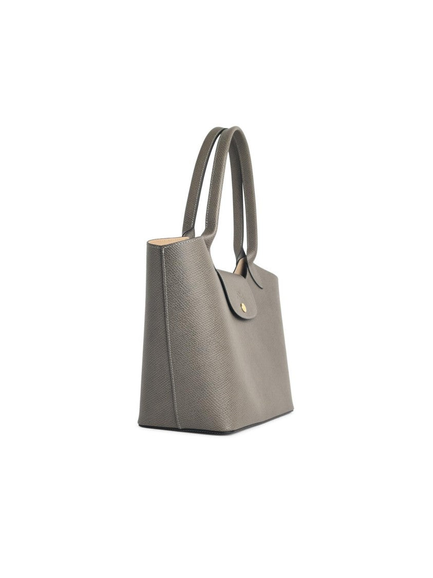 Longchamp L 'Épure' Shoulder Bag In Dove-Gray Leather