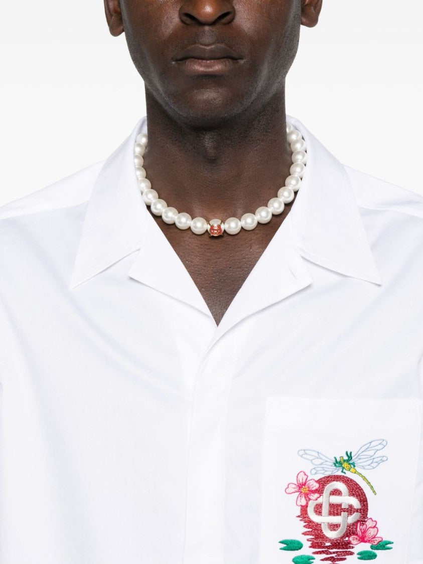 Casablanca Short-Sleeve Cotton Shirt With Camp Collar