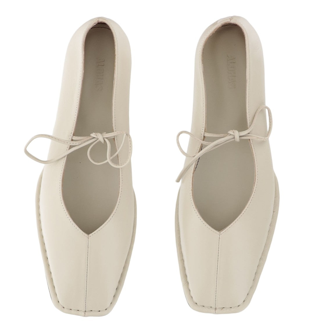 Alohas Leather Ballerina Flats With Square Toe