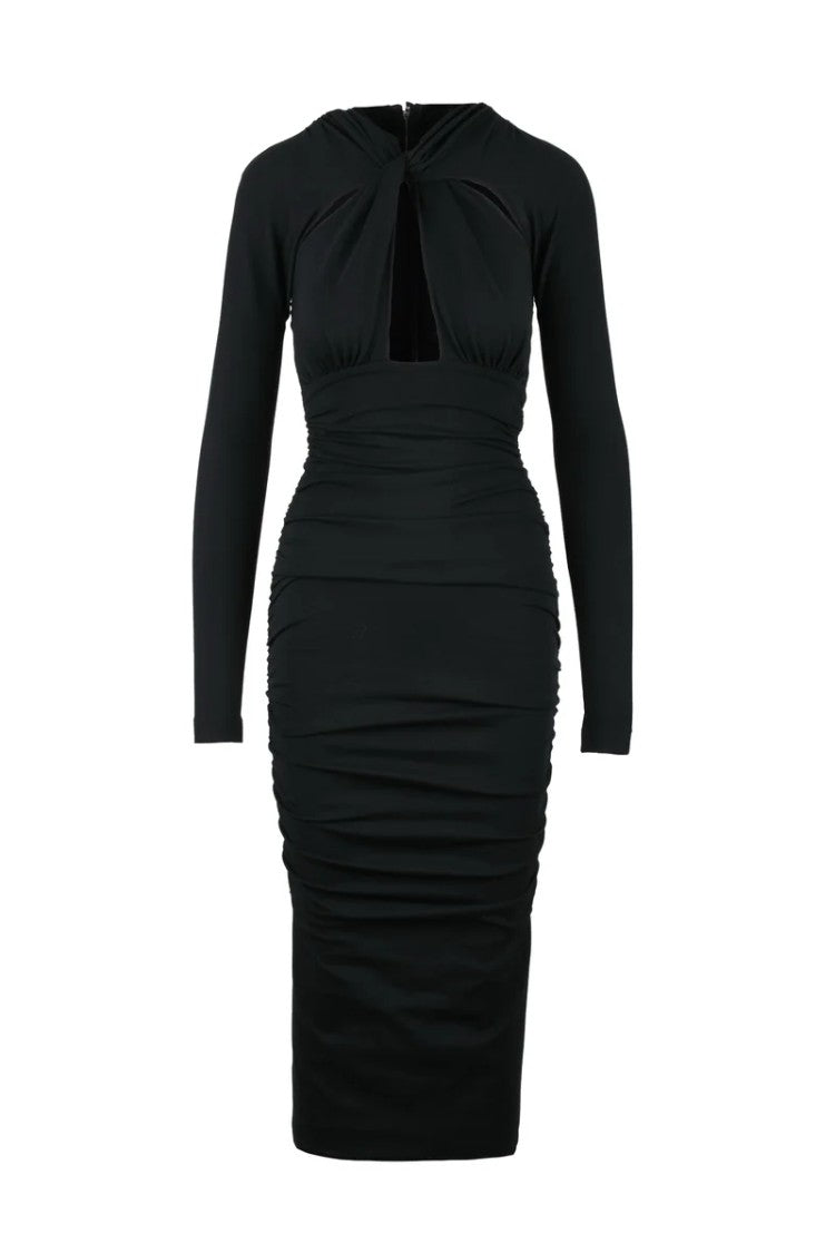 Dolce & Gabbana Long Embossed Stretchy Dress - Black