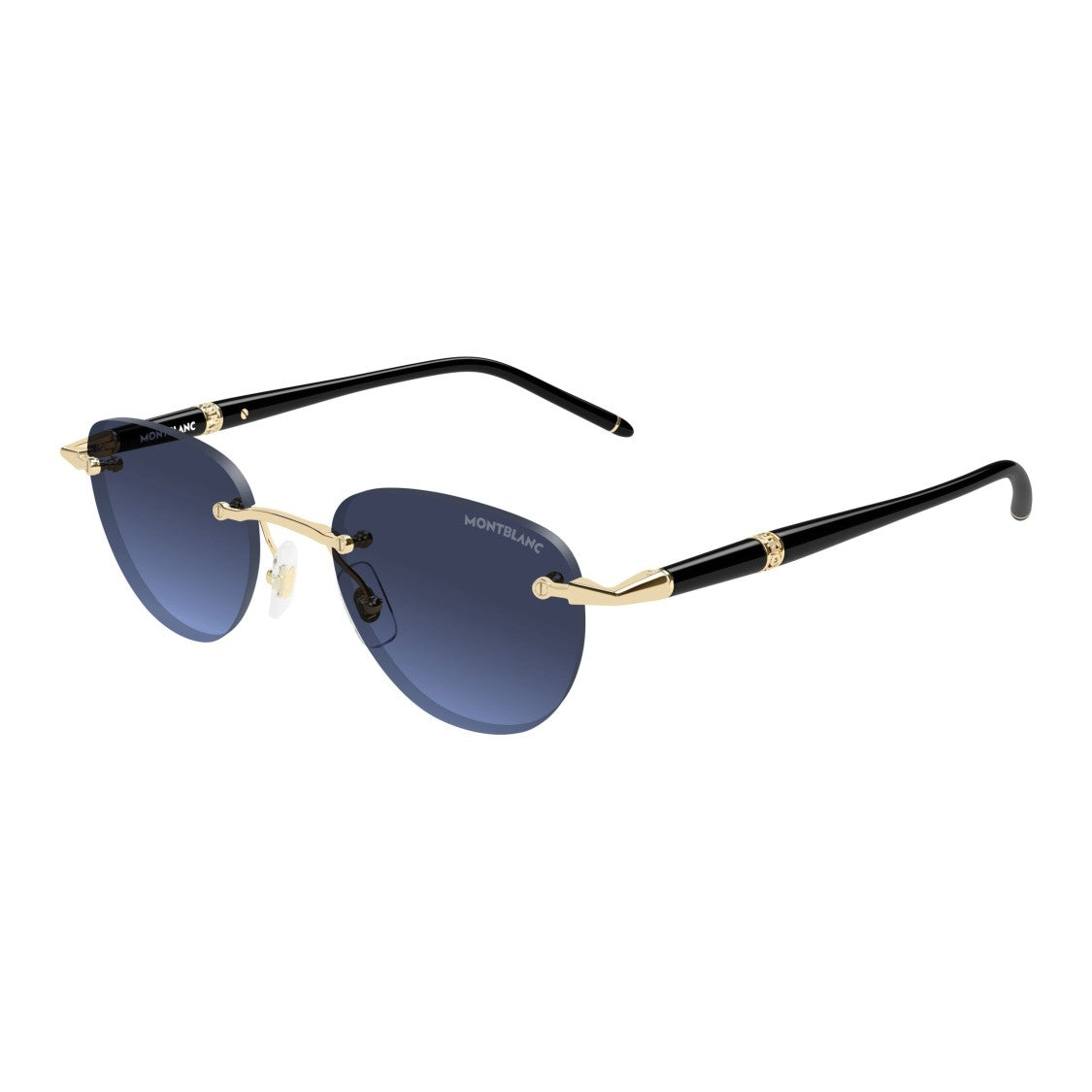 Montblanc Rimless Sunglasses With Gradient Blue Lenses