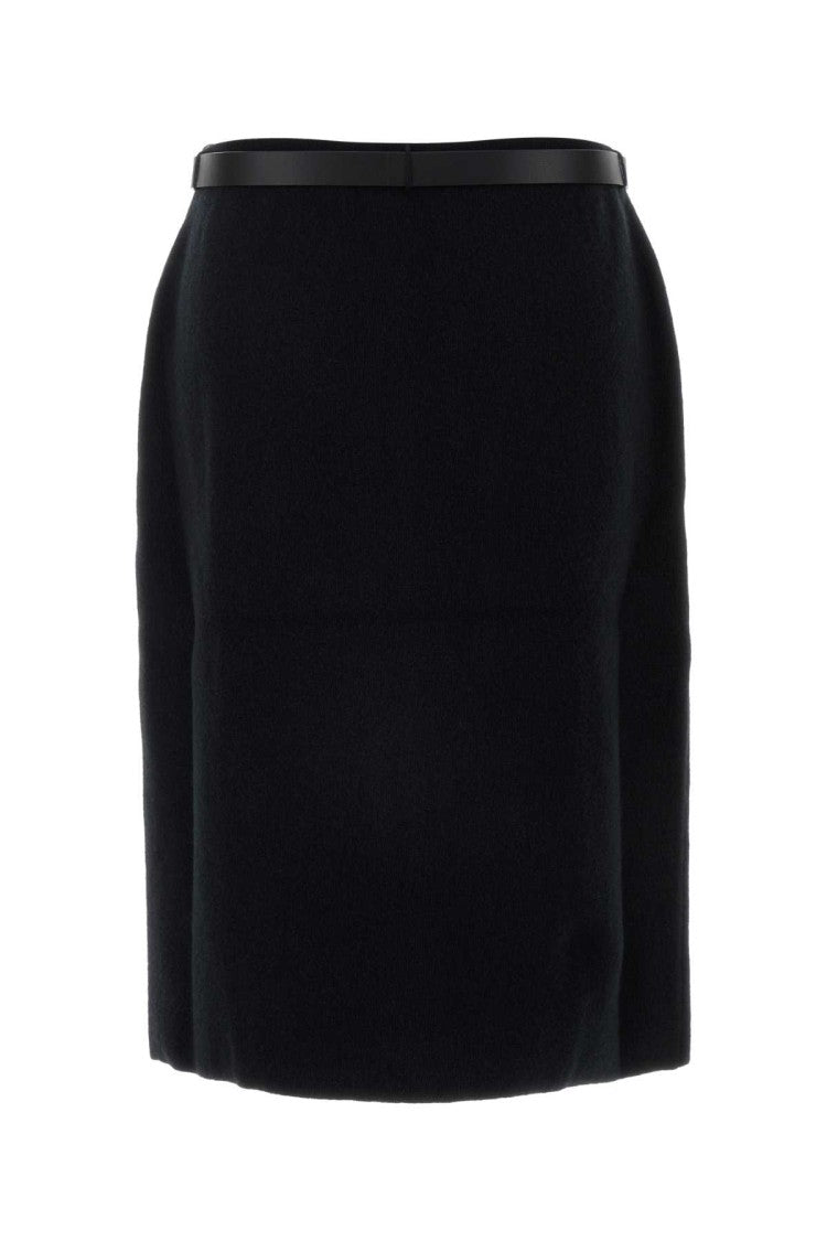 Salvatore Ferragamo Black Stretch Wool Blend Skirt