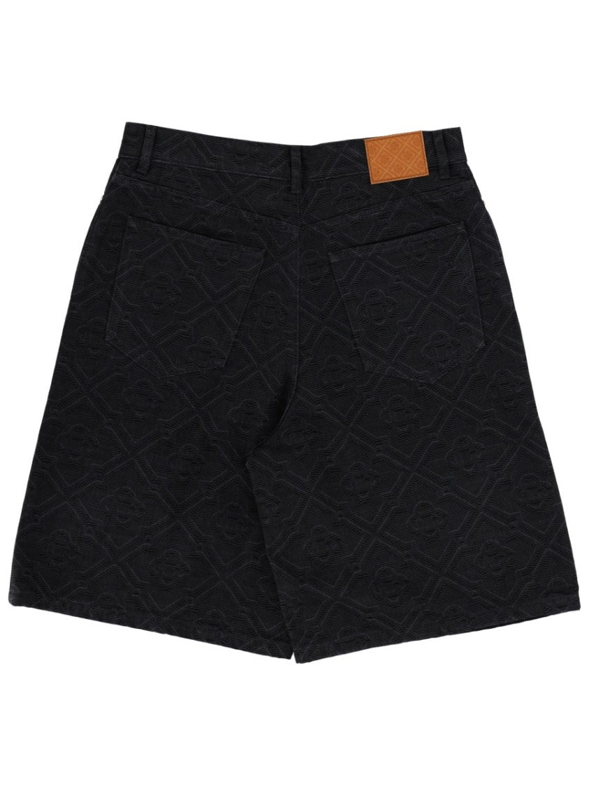 Casablanca Neutrals Laser Monogram Embossed Cotton Shorts