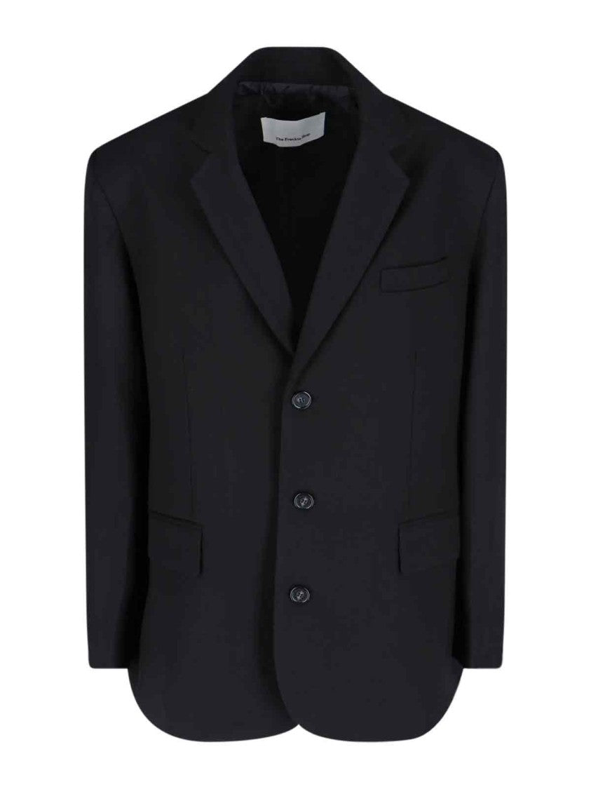 The Frankie Shop Single-Breasted Black Blazer With Classic Lapels