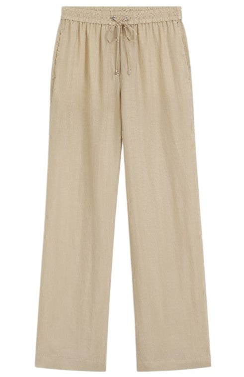 Boss Beige Trousers With Drawstring Waist And Polished Metal Details